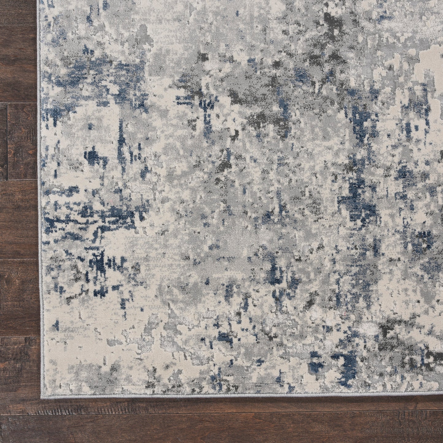 Nourison Rustic Textures 2'2" x 7'6" Ivory/Grey/Blue Modern Indoor Rug