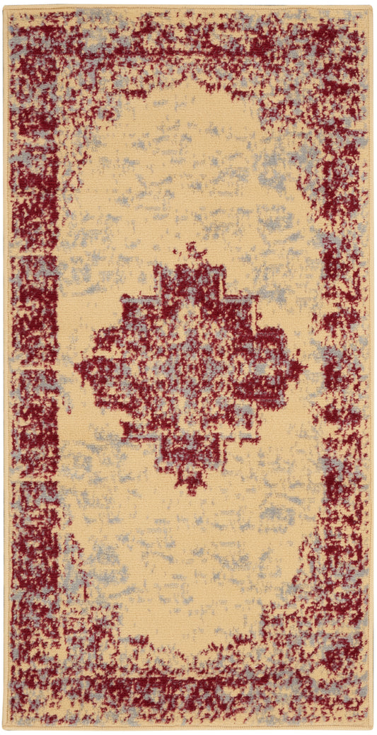 Nourison Grafix 2' x 4' Cream Red Vintage Indoor Rug