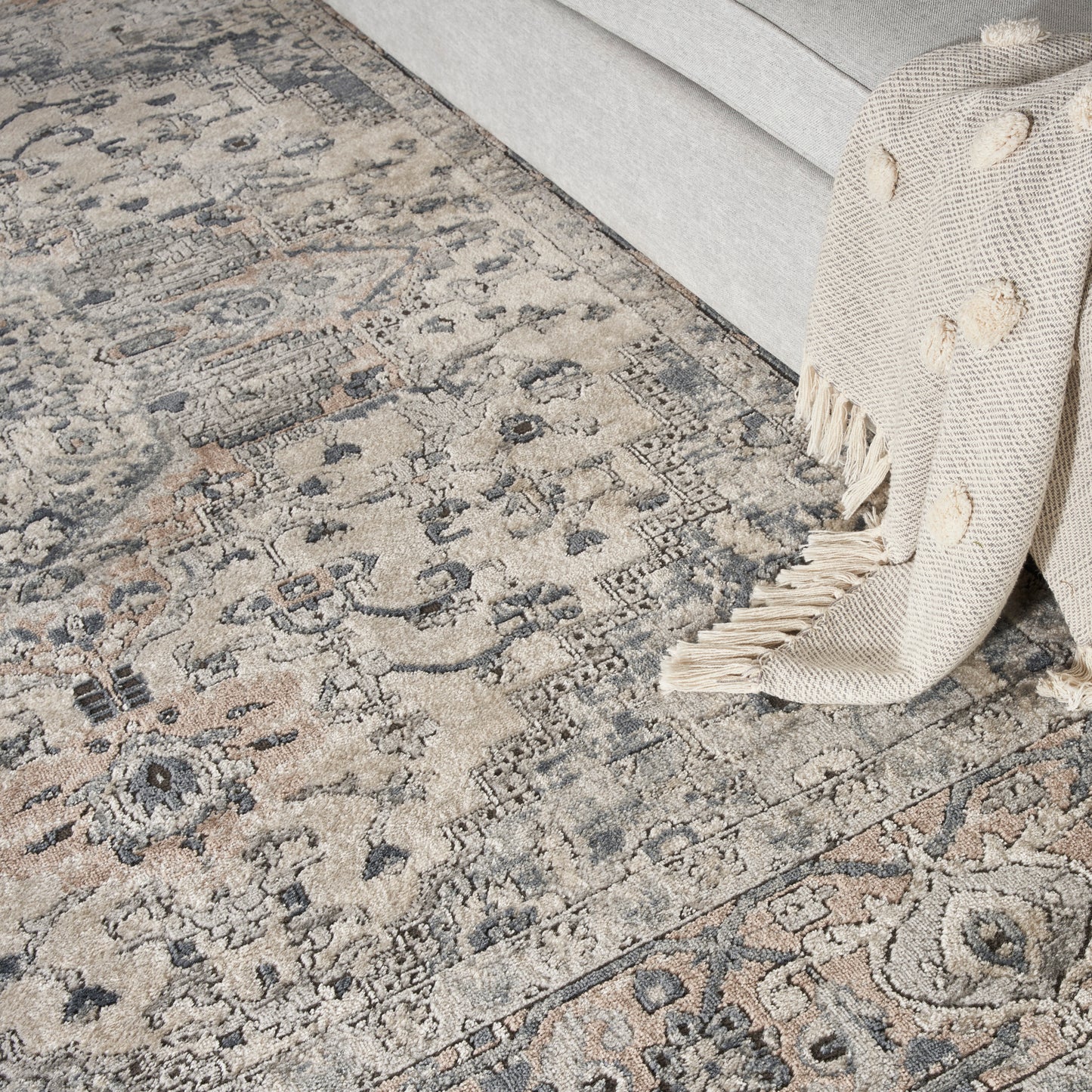 Nourison Quarry 8'10" x 11'10" Ivory Grey Farmhouse Indoor Rug