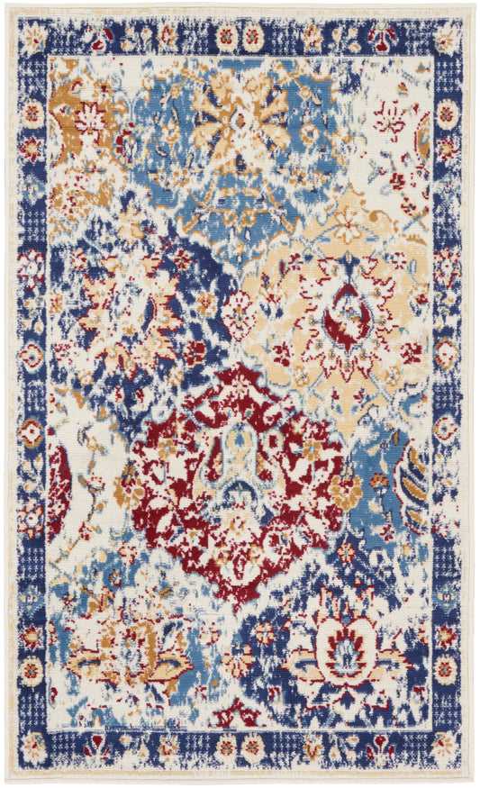 Nourison Grafix 3' x 5' Blue Multicolor Vintage Indoor Rug