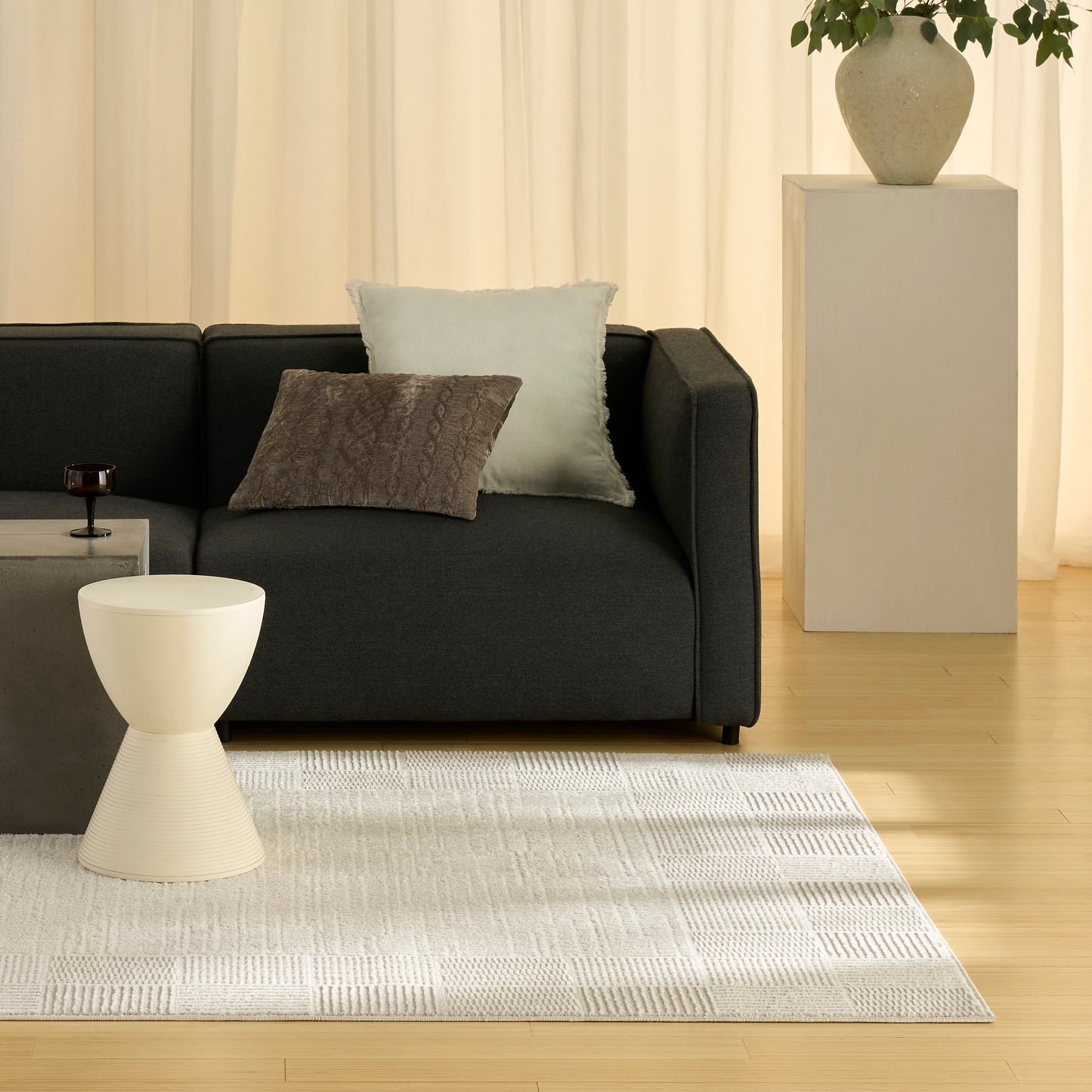 Nourison Nordic 5' x 7' Ivory Grey Modern Indoor Rug