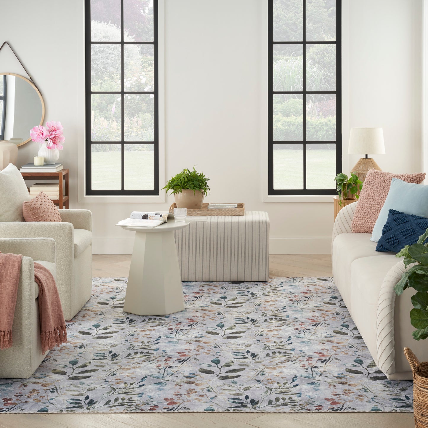 Nourison Nourison Washables 4' x 6' Grey Multicolor Contemporary Indoor Rug