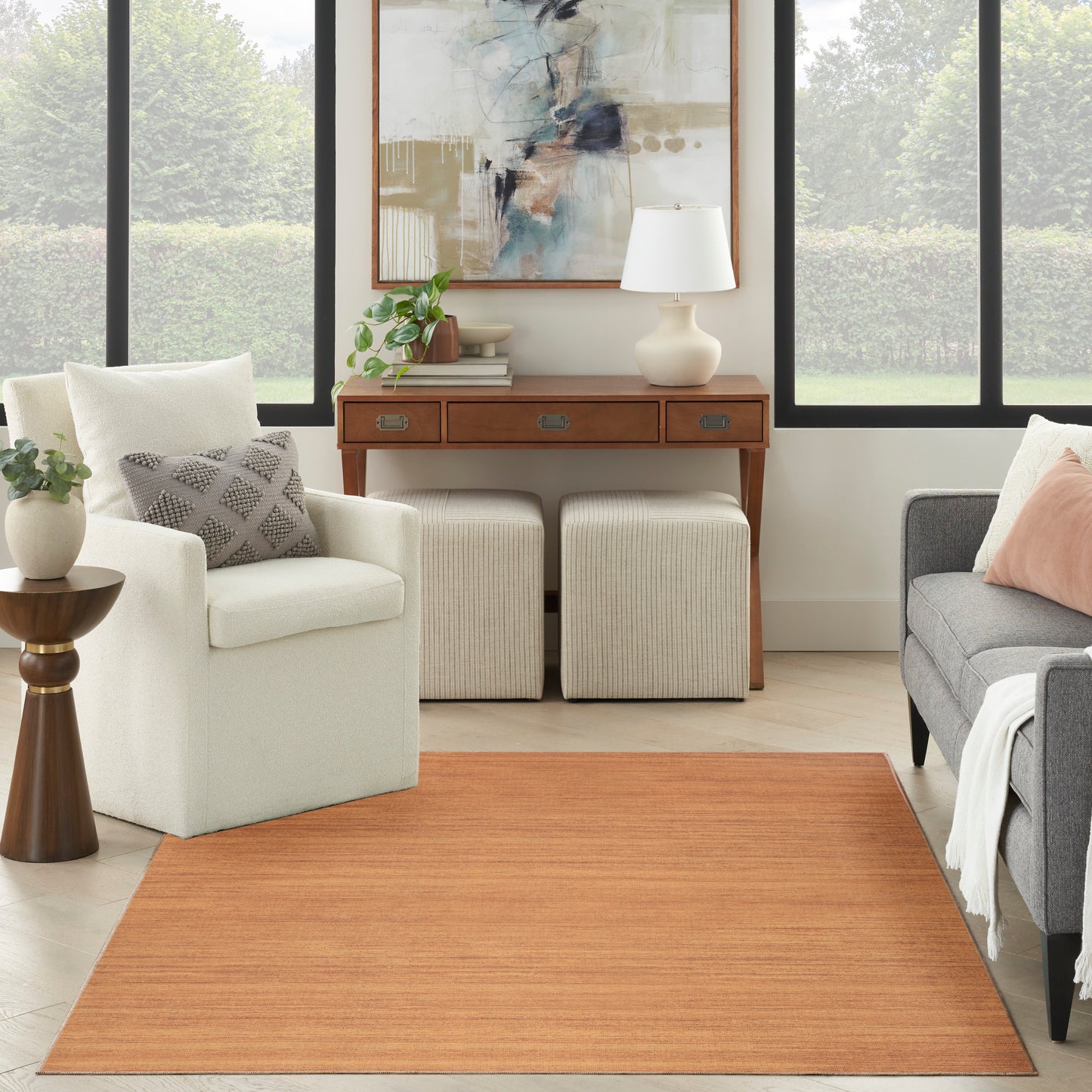 Nourison Washable Essentials 4' x 6' Copper Modern Indoor Rug