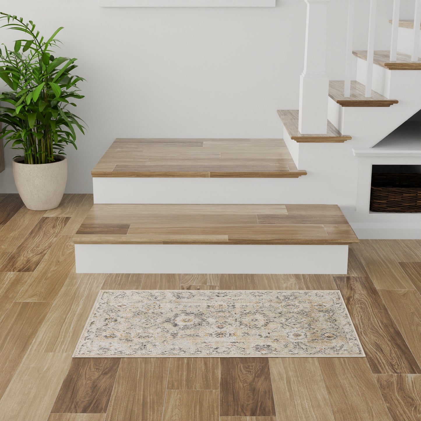 Nourison Oushak Home 2' x 4' Cream Vintage Indoor Rug
