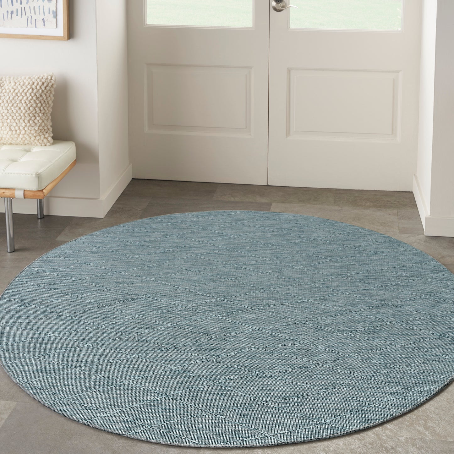 Nourison Washable Solutions 8' x Round Aqua Modern Rug