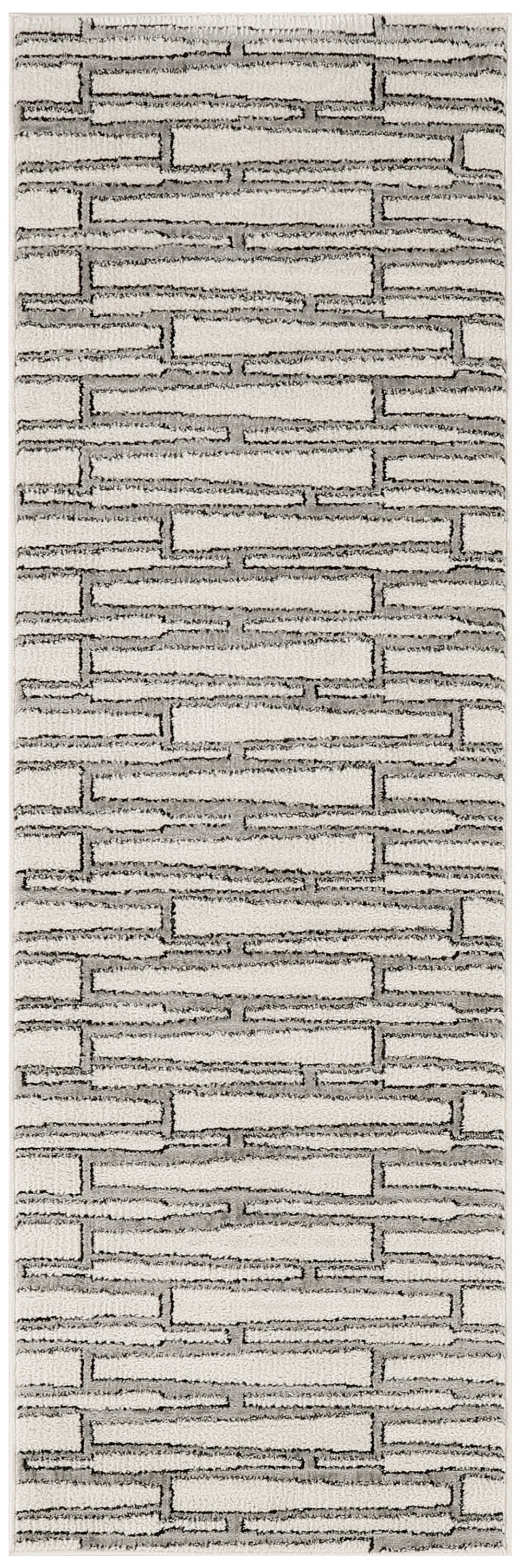 Nourison Nordic 2' x 6' Ivory Grey Scandinavian Indoor Rug