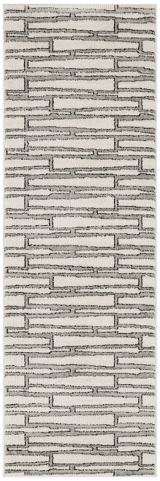 Nourison Nordic 2' x 6' Ivory Grey Scandinavian Indoor Rug