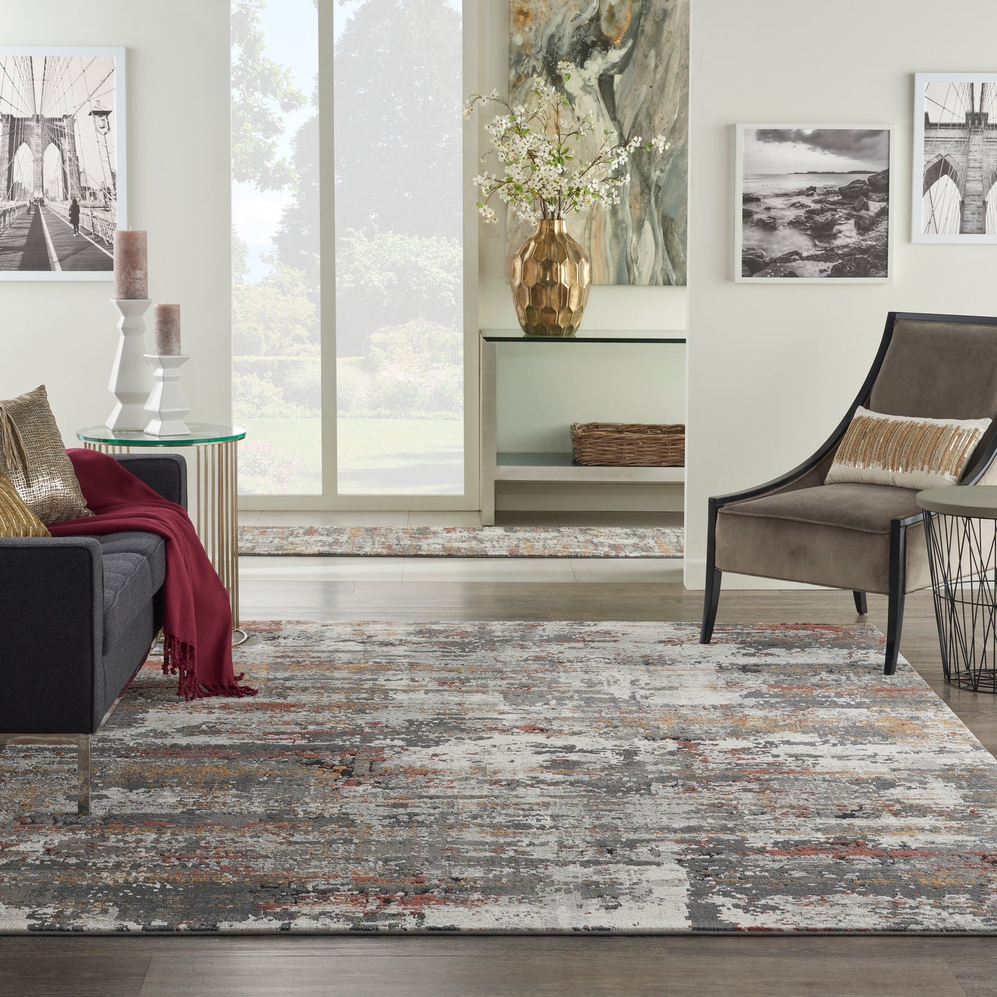 Nourison Tangra 7'10" x 9'10" Grey/Multi Modern Indoor Rug