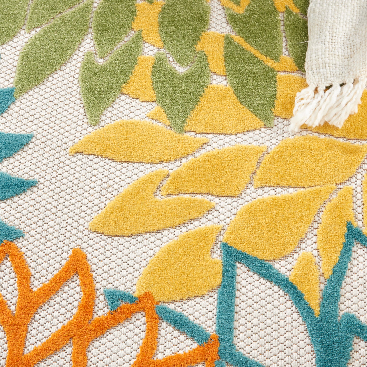 Nourison Aloha 5'3" x Round Turquoise Multicolor Tropical Rug