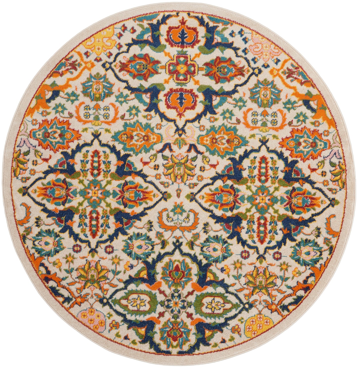 Nourison Allur 5'3" x Round Ivory Multicolor Bohemian Indoor Rug