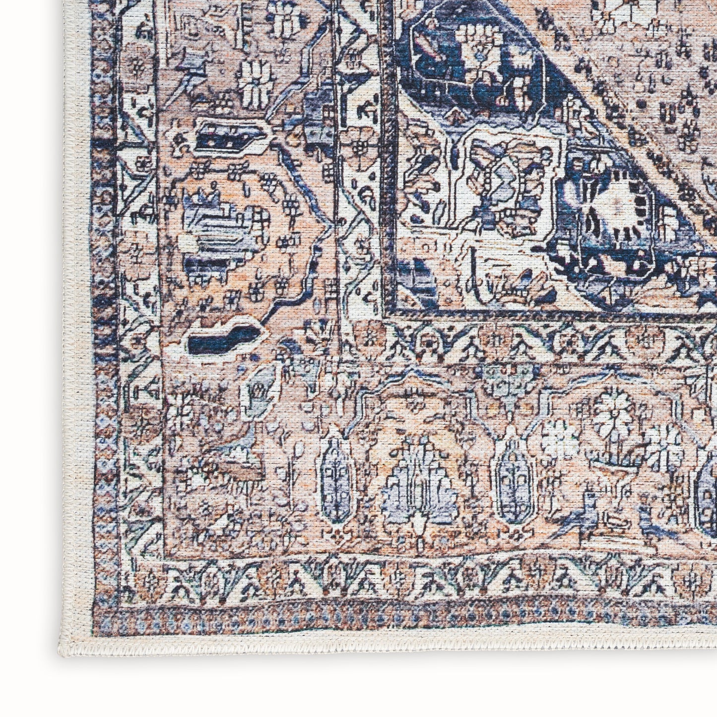 Nourison Grand Washables 2' x 6' Ivory Blue Vintage Indoor Rug