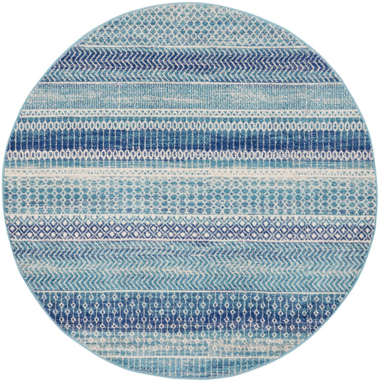 Nourison Passion 4' x Round Navy Blue Bohemian Indoor Rug