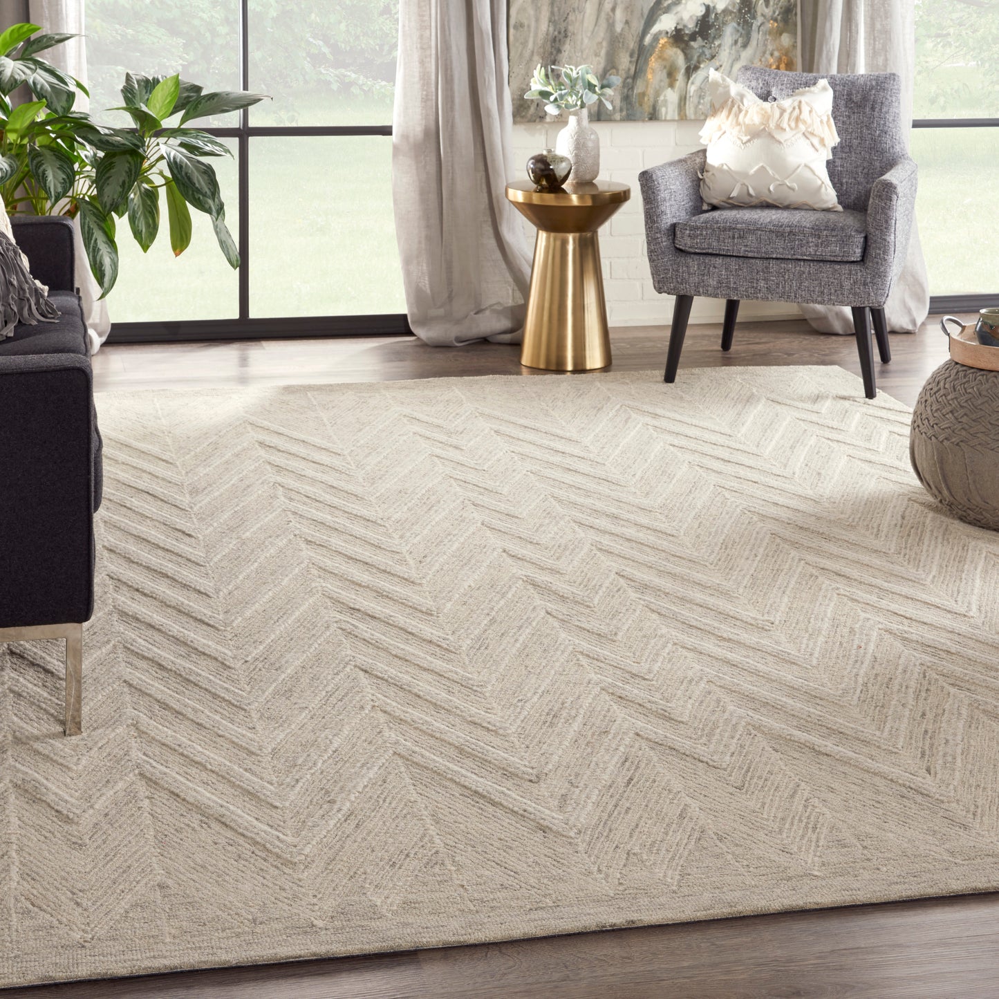 Nourison Interlock 8' x 10'6" Ivory/Grey Modern Indoor Rug