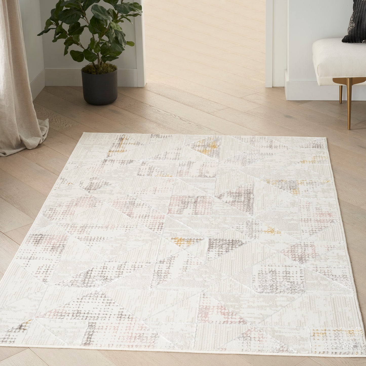 Nourison Glitz 3'11" x 5'11" Ivory/Multi Contemporary Indoor Rug