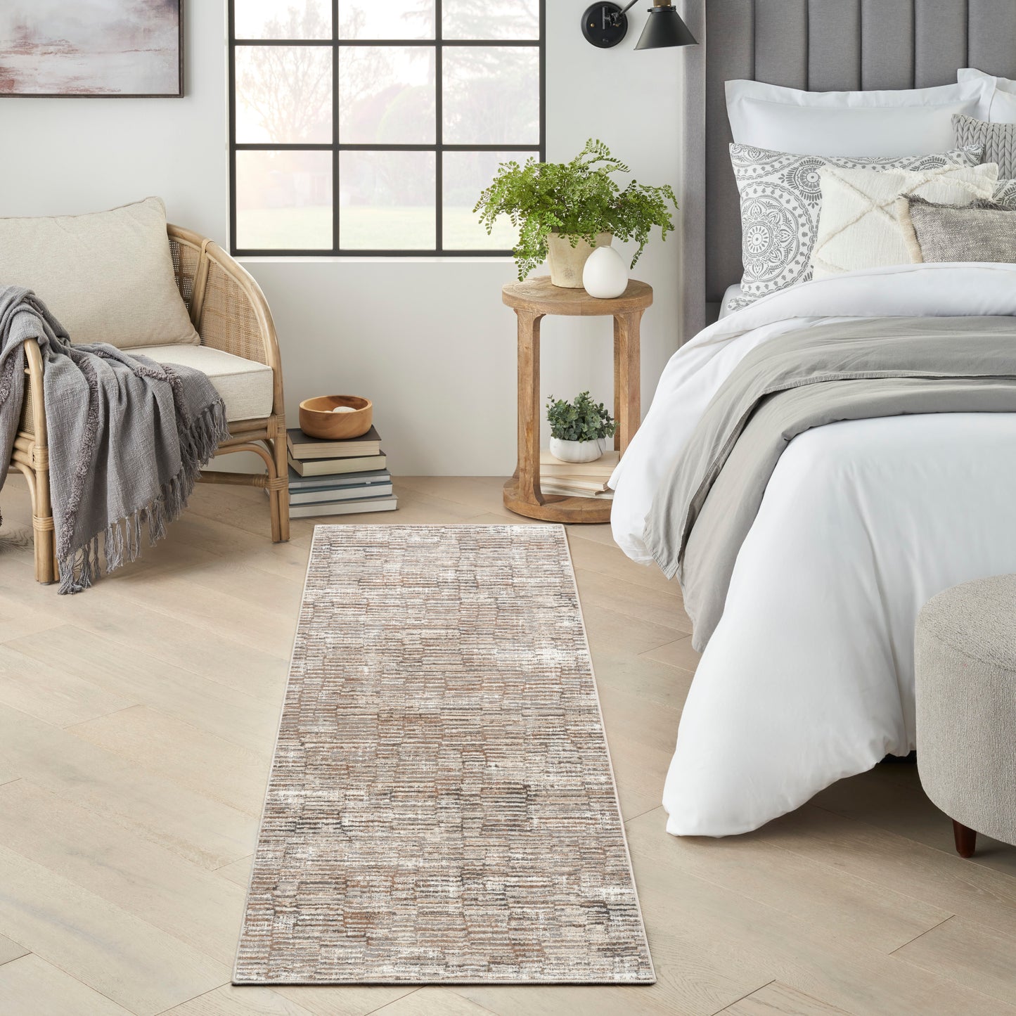 Nourison Sustainable Trends 2'2" x 7'6" Ivory Mocha Modern Indoor Rug
