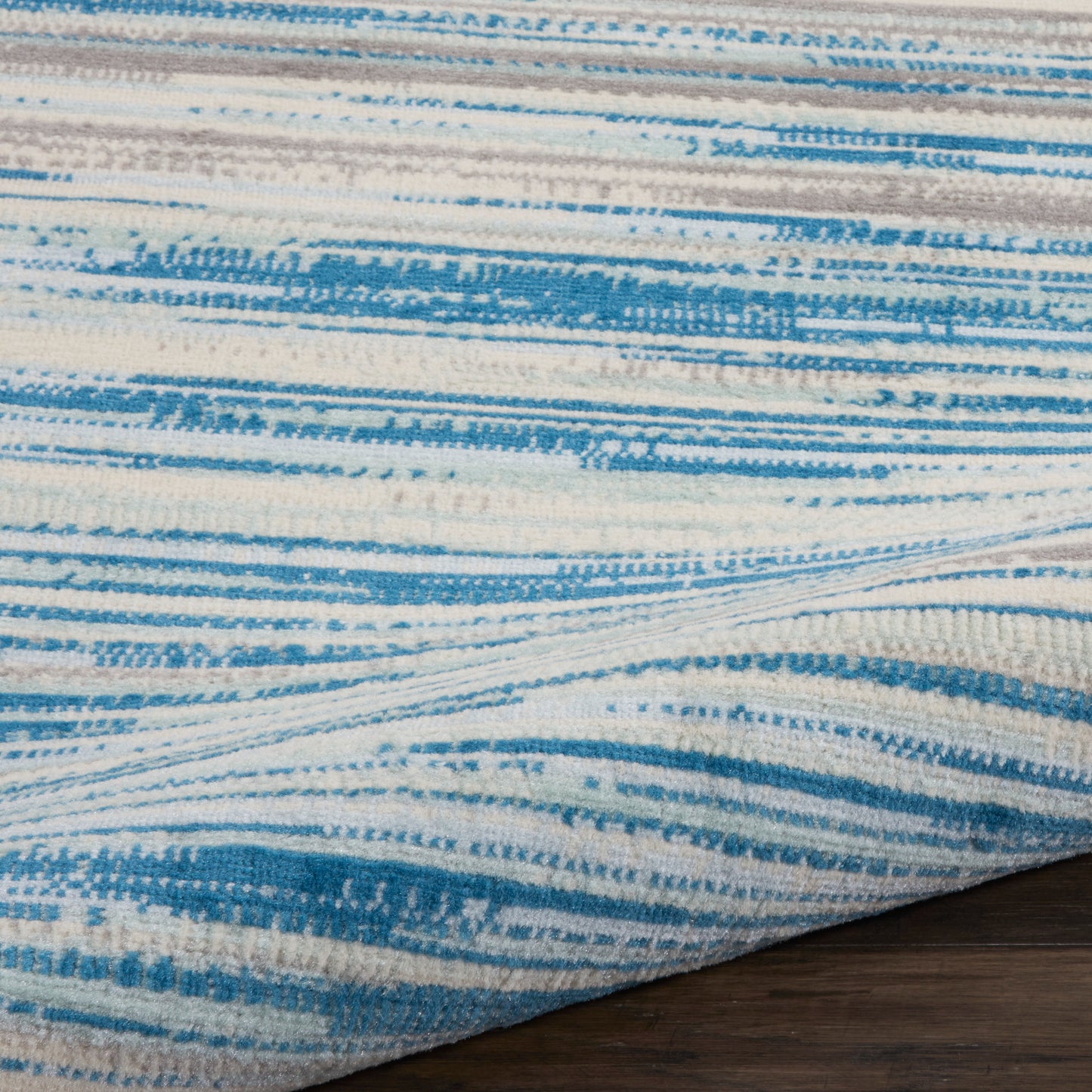 Nourison Jubilant 5'3" x Round Blue Modern Indoor Rug