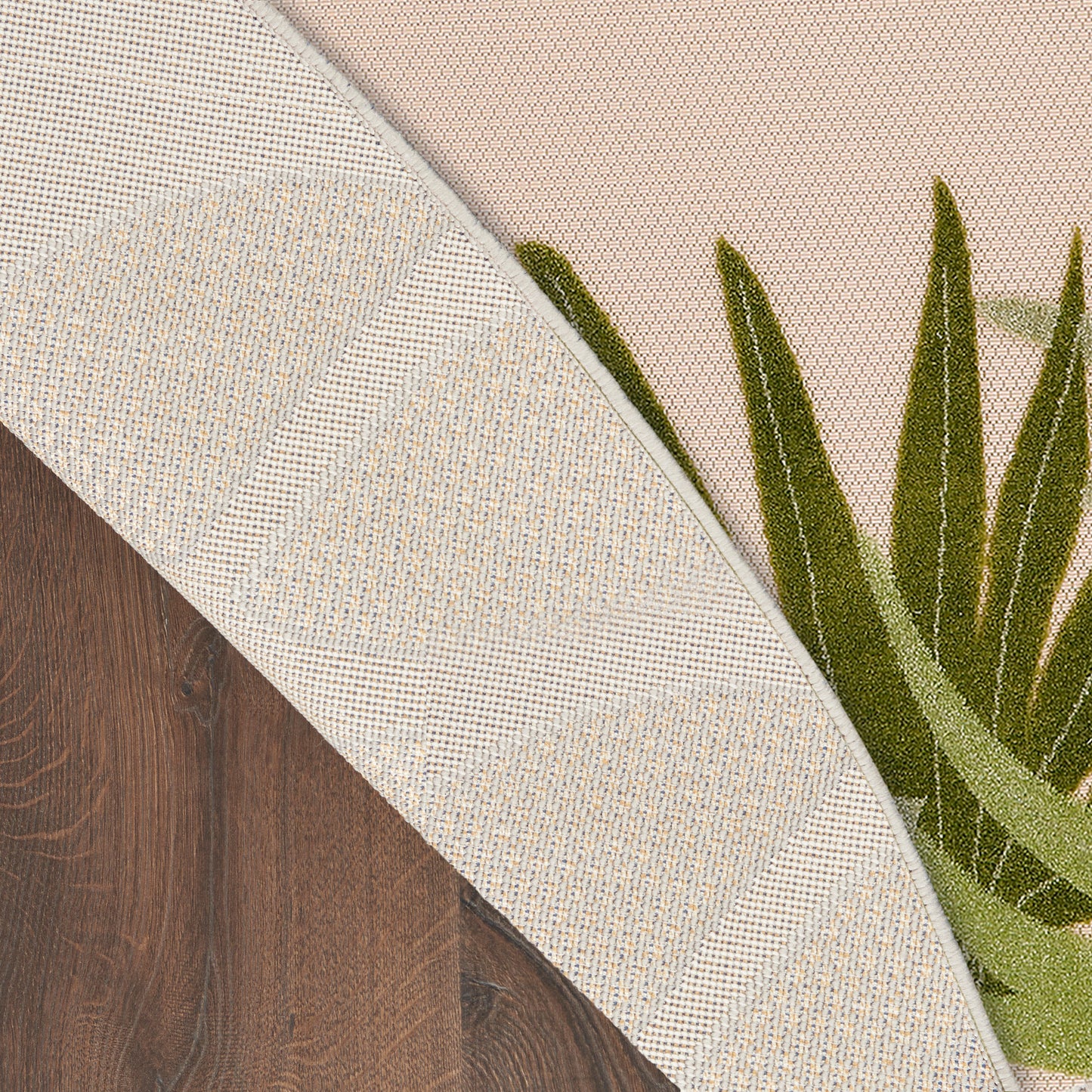 Nourison Aloha 5'3" x Round Ivory Green Outdoor Rug