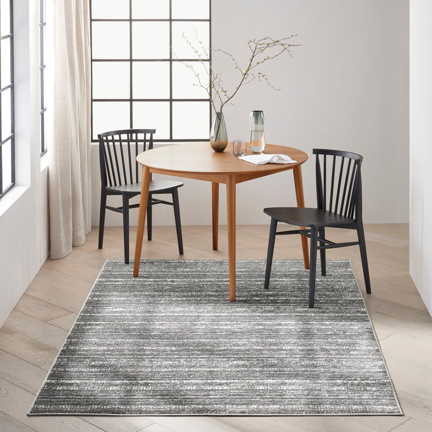 Calvin Klein CK011 Verdant 5'3" x 7'3" Charcoal Ivory Modern Indoor Rug