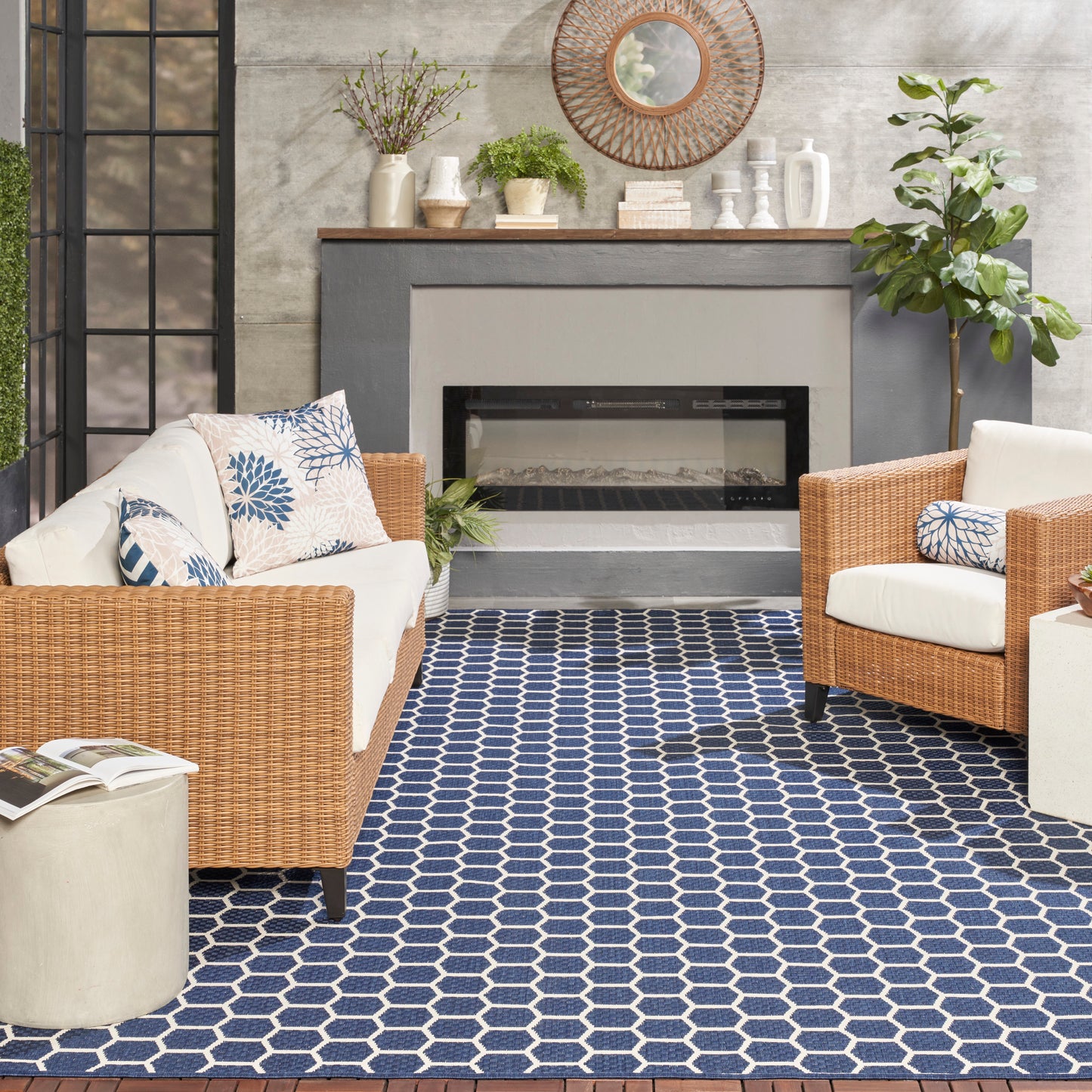 Nourison Twist Reversible 9' x 12' Navy Modern Rug