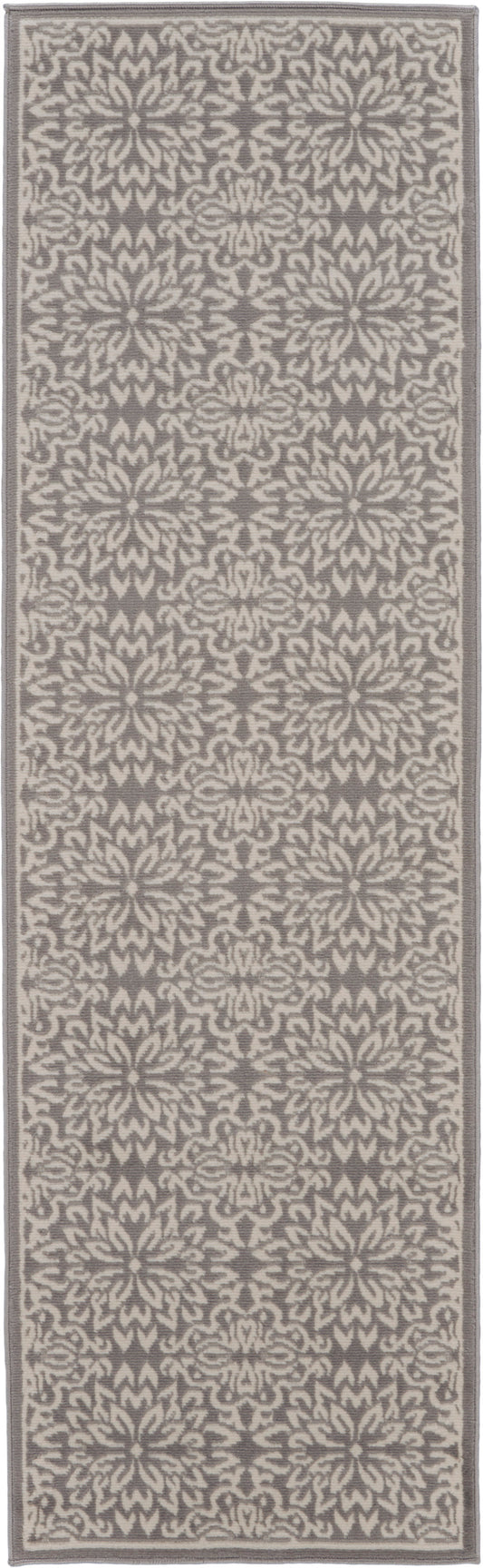 Nourison Jubilant 2' x 6' Ivory Grey Farmhouse Indoor Rug