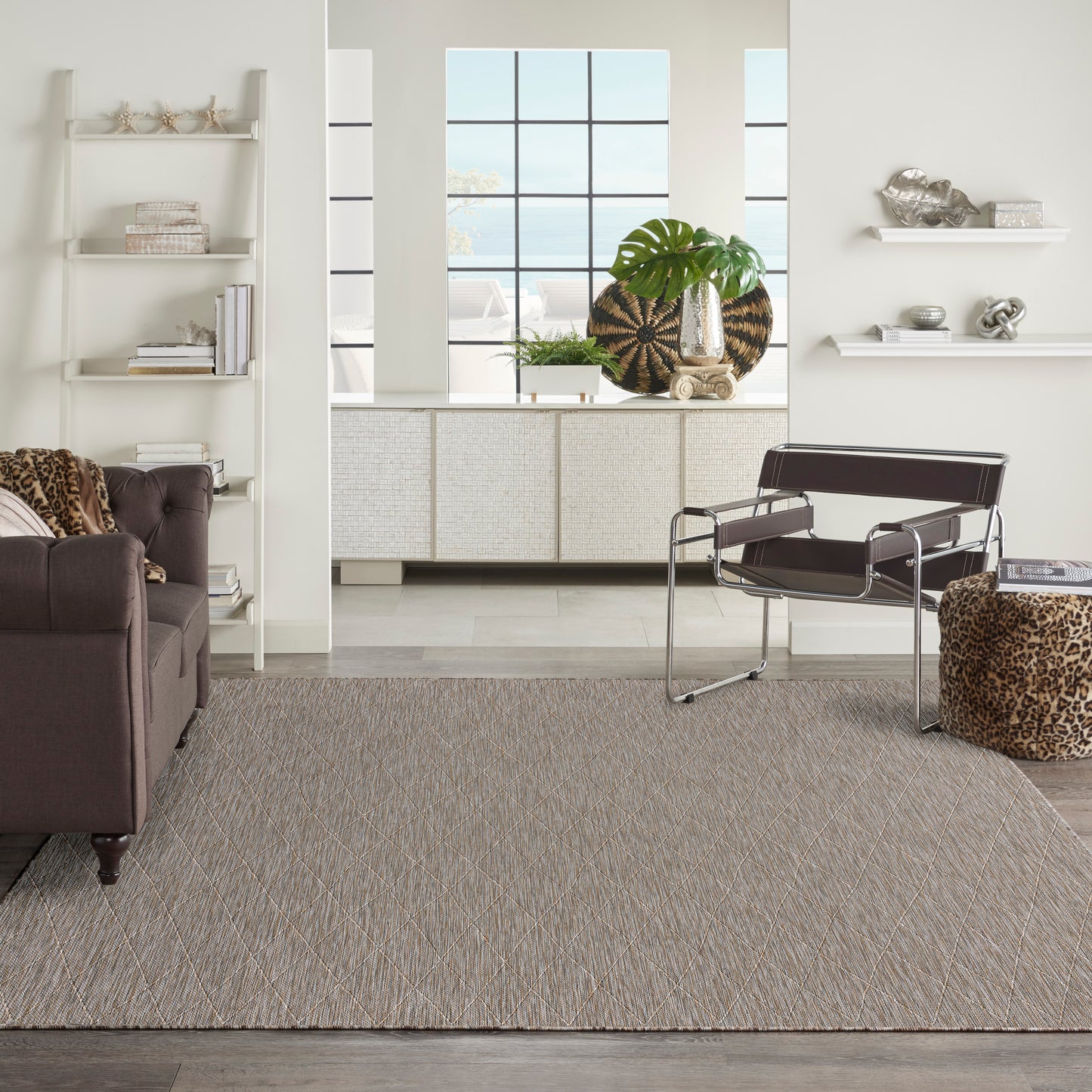 Nourison Washable Solutions 8' x 10' Grey/Mocha Modern Rug
