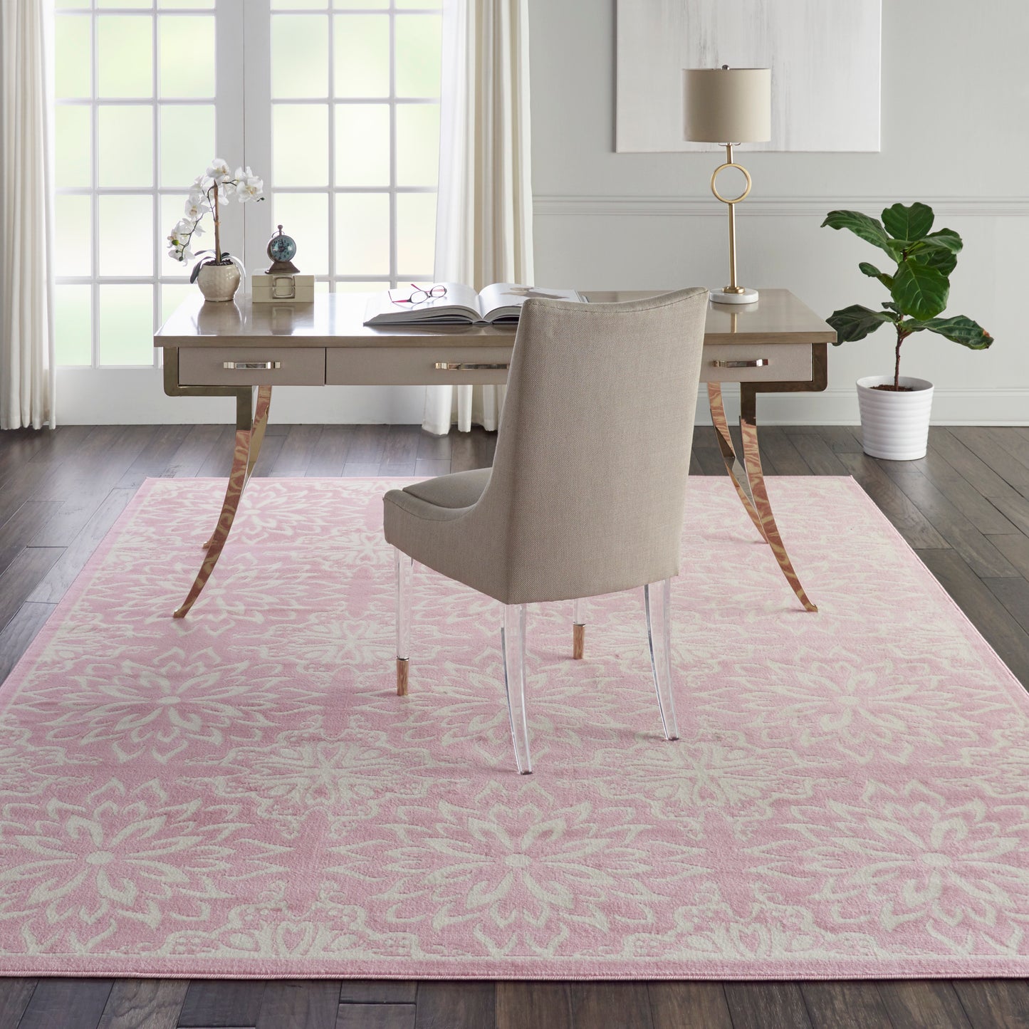 Nourison Jubilant 8'6" x 12' Ivory Pink Farmhouse Indoor Rug
