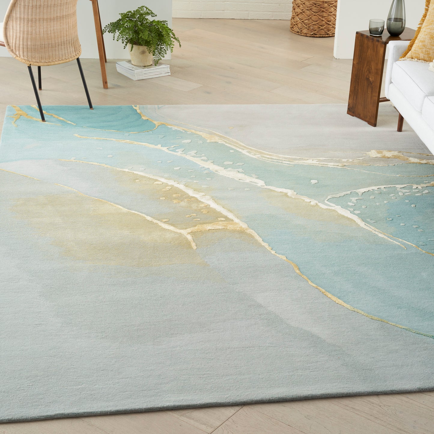 Nourison Prismatic 5'6" x 7'5" Grey/Seafoam Modern Indoor Rug