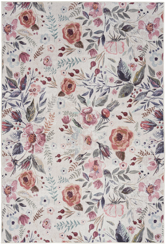 Nourison Nourison Washables 4' x 6' Ivory Pink Vintage Indoor Rug