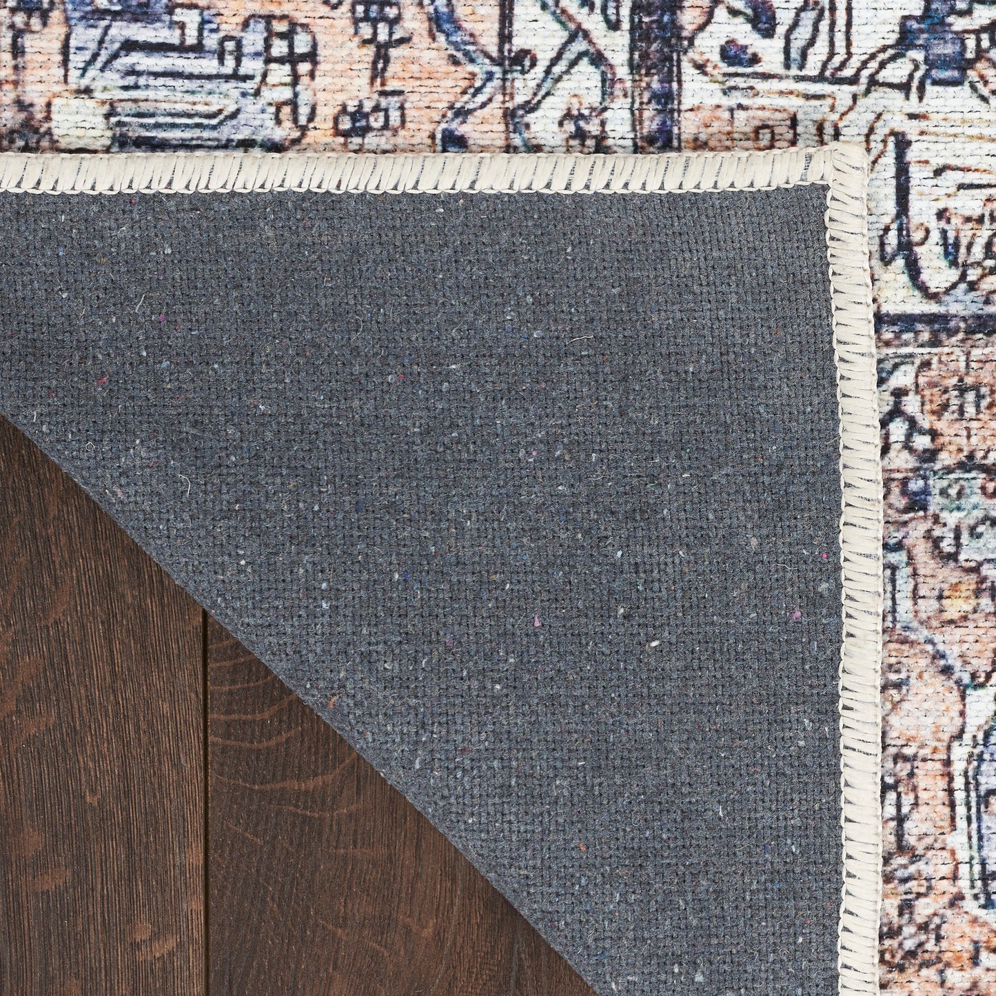 Nourison Grand Washables 2' x 6' Ivory Blue Vintage Indoor Rug