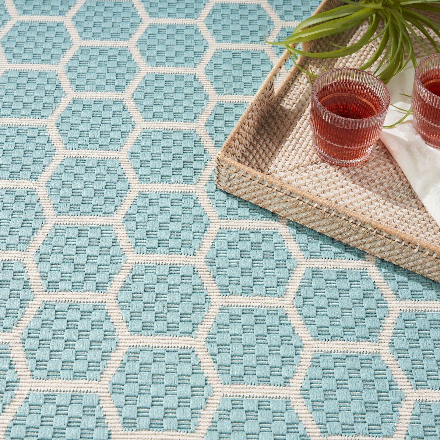 Nourison Twist Reversible 9' x 12' Aqua Modern Rug