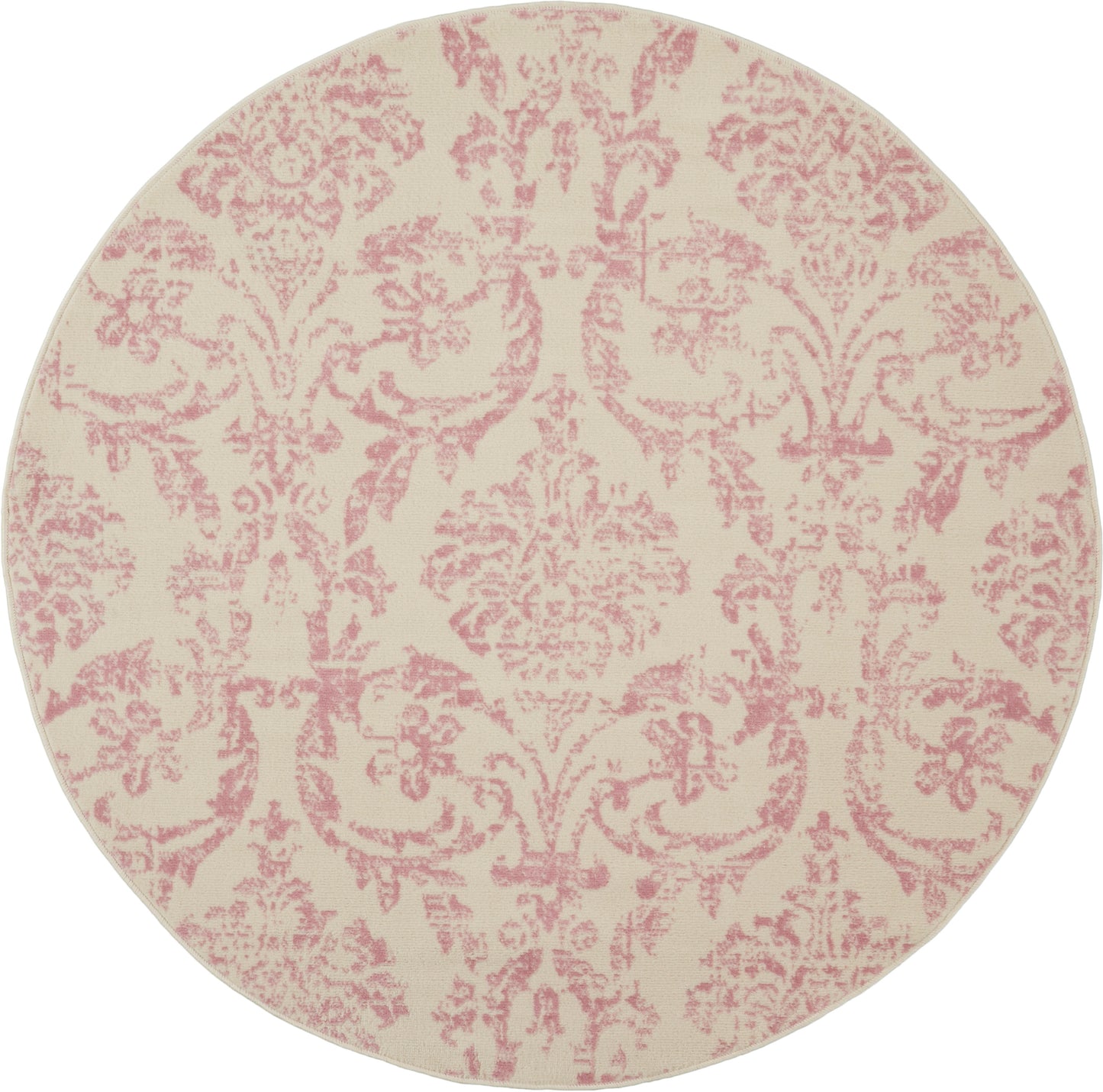Nourison Jubilant 5'3" x Round Ivory Pink Vintage Indoor Rug
