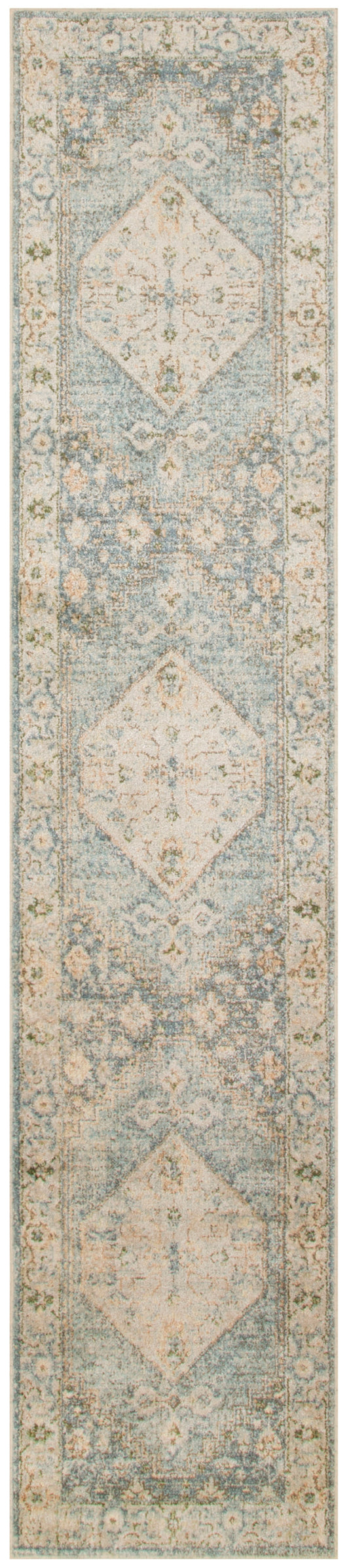 Nourison Astra Machine Washable 2'2" x 8' Silver Blue Vintage Indoor Rug