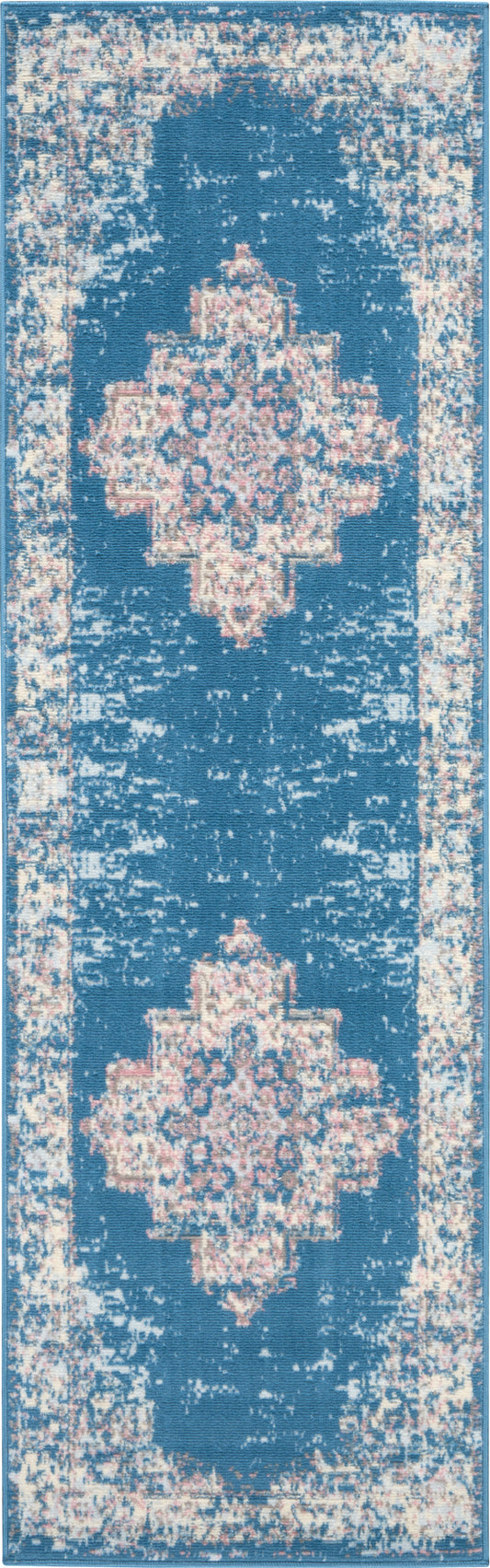 Nourison Grafix 2' x 6' Blue Vintage Indoor Rug