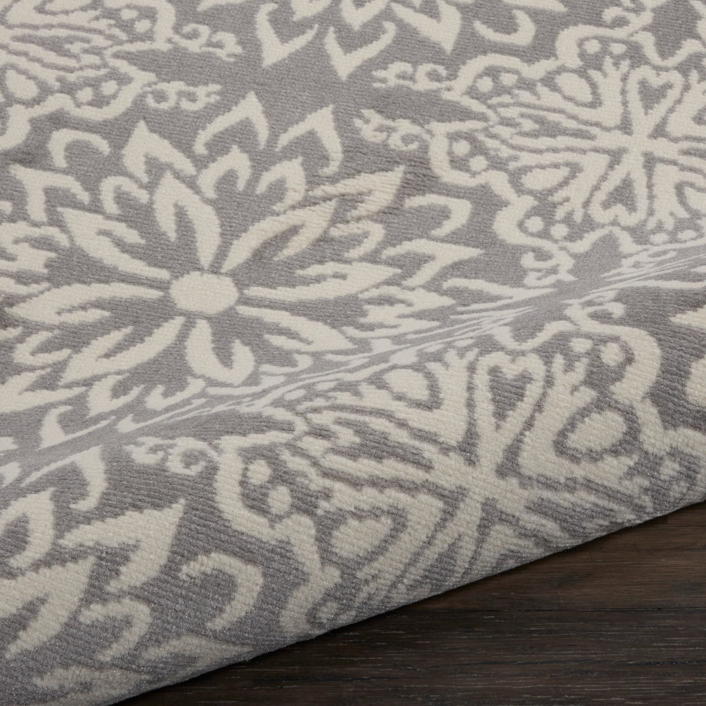 Nourison Jubilant 5'3" x Round Ivory/Grey Farmhouse Indoor Rug