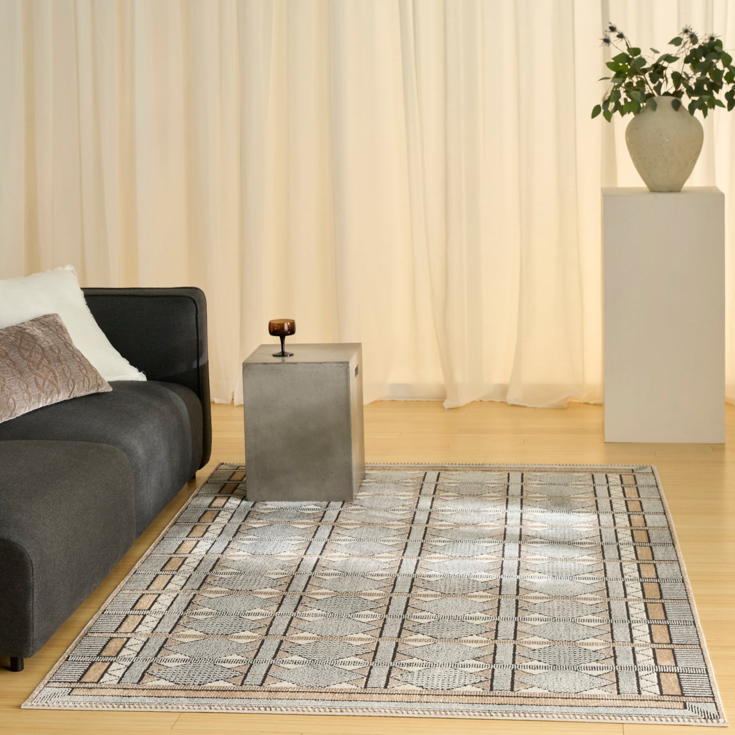Nourison Nordic 4' x 6' Ivory Multicolor Modern Indoor Rug