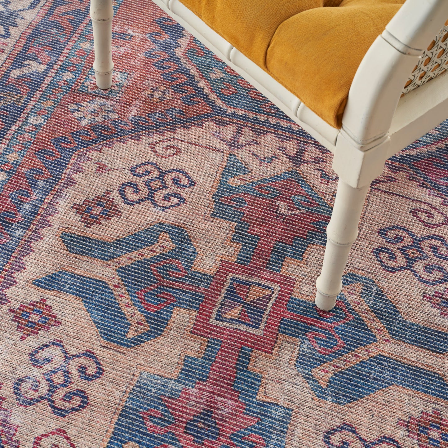 Nicole Curtis Machine Washable Series 1 6' x 9' Red/Navy Vintage Indoor Rug