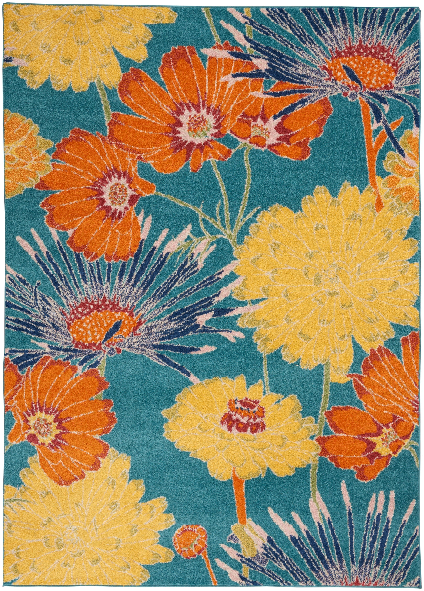 Nourison Allur 5'3" x 7'3" Turquoise Multicolor Contemporary Indoor Rug