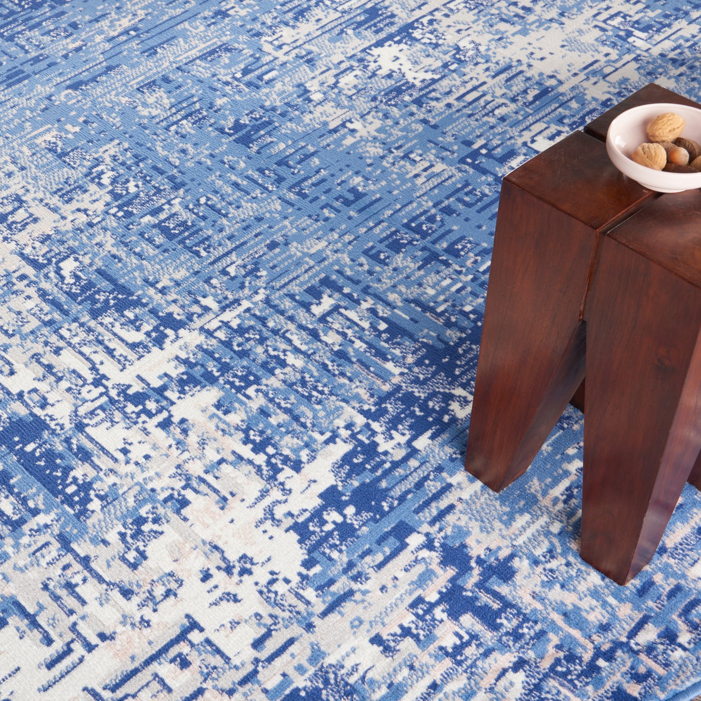 Nourison Whimsicle 8' x Round Blue Ivory Modern Indoor Rug
