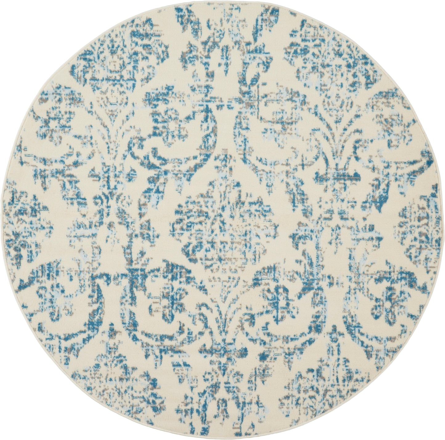 Nourison Jubilant 5'3" x Round Ivory Blue Vintage Indoor Rug