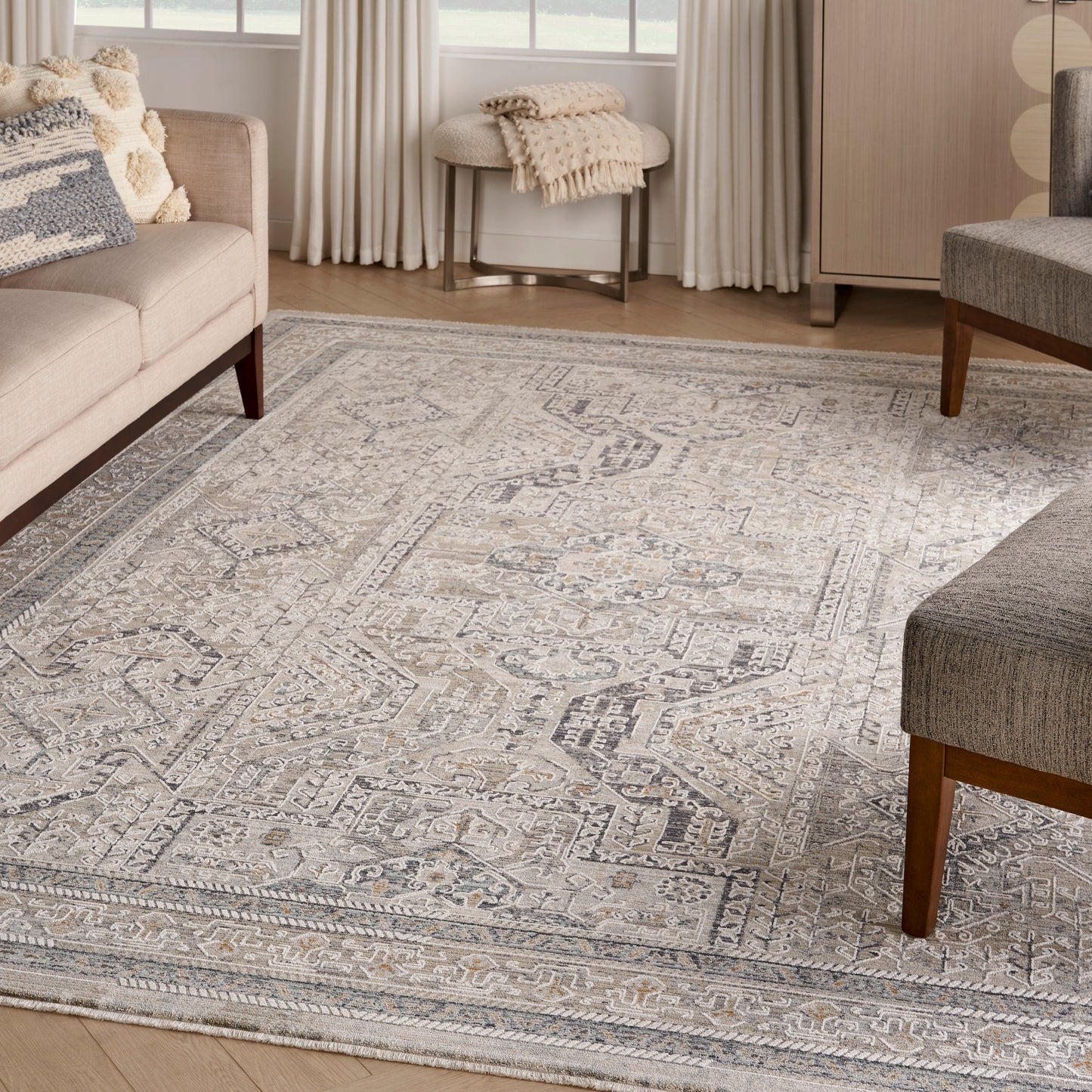Nourison Lynx 12' x 15'9" Ivory/Grey/Blue Vintage Indoor Rug