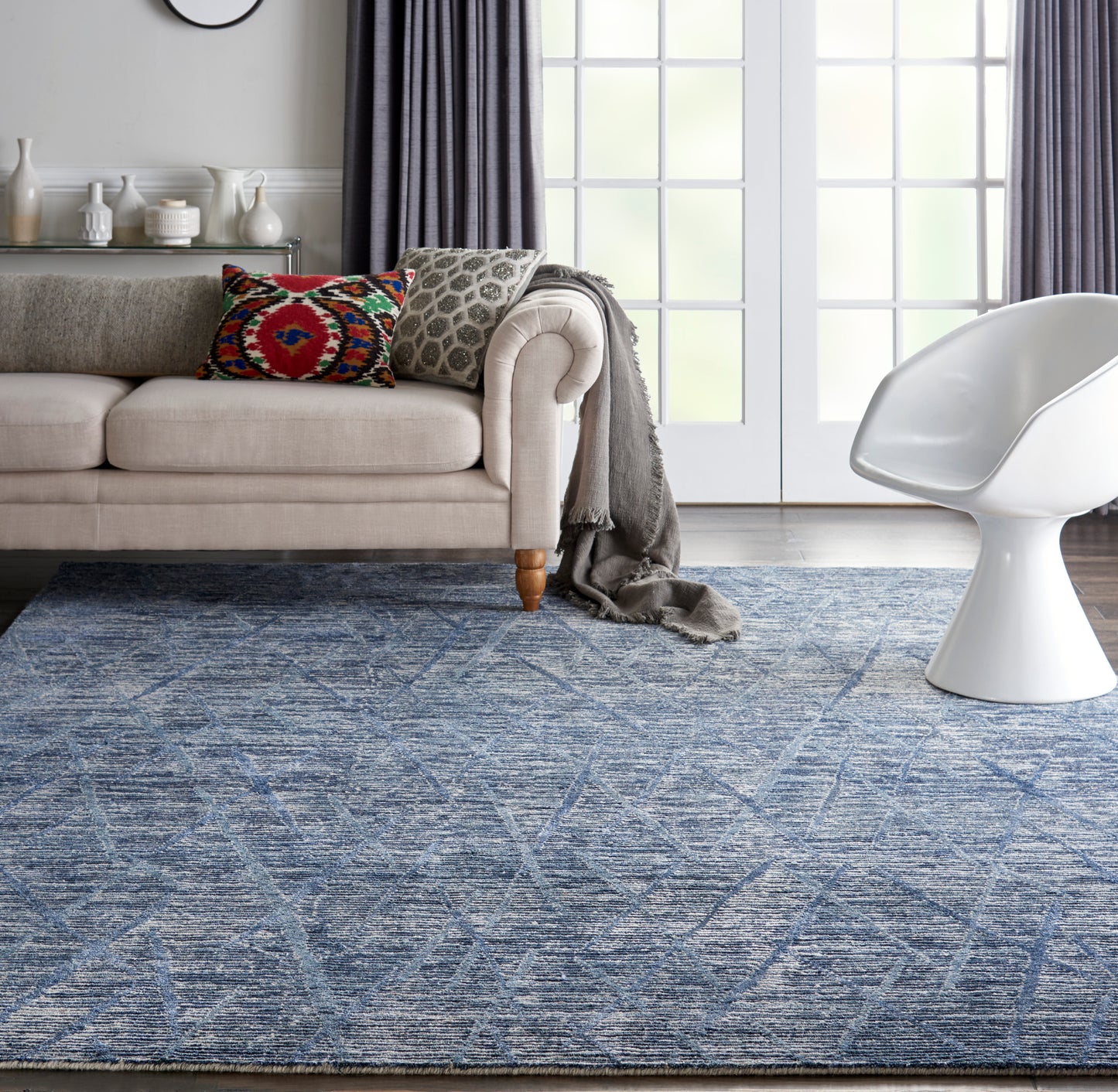 Nourison Ocean 7'9" x 9'9" Indigo Modern Indoor Rug