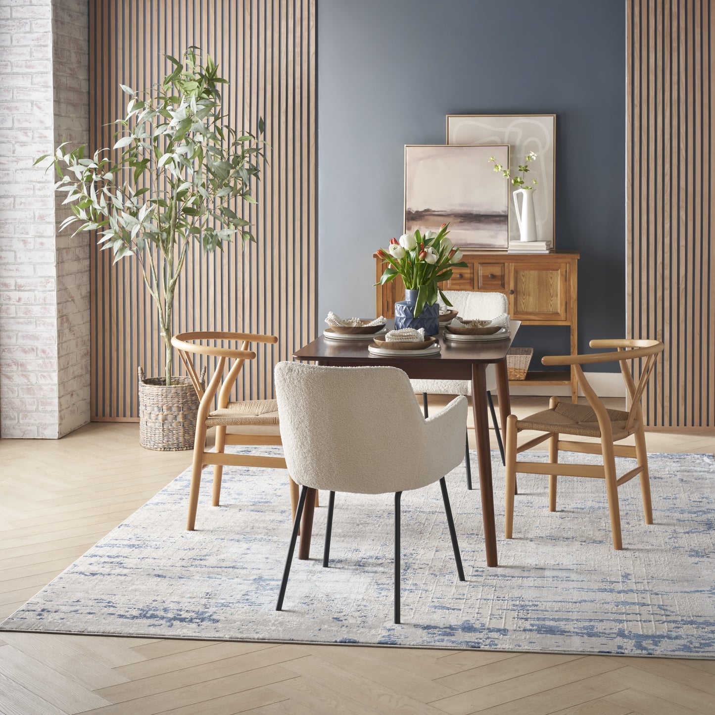 Nourison Quarry 7' x 10' Ivory Grey Blue Modern Indoor Rug