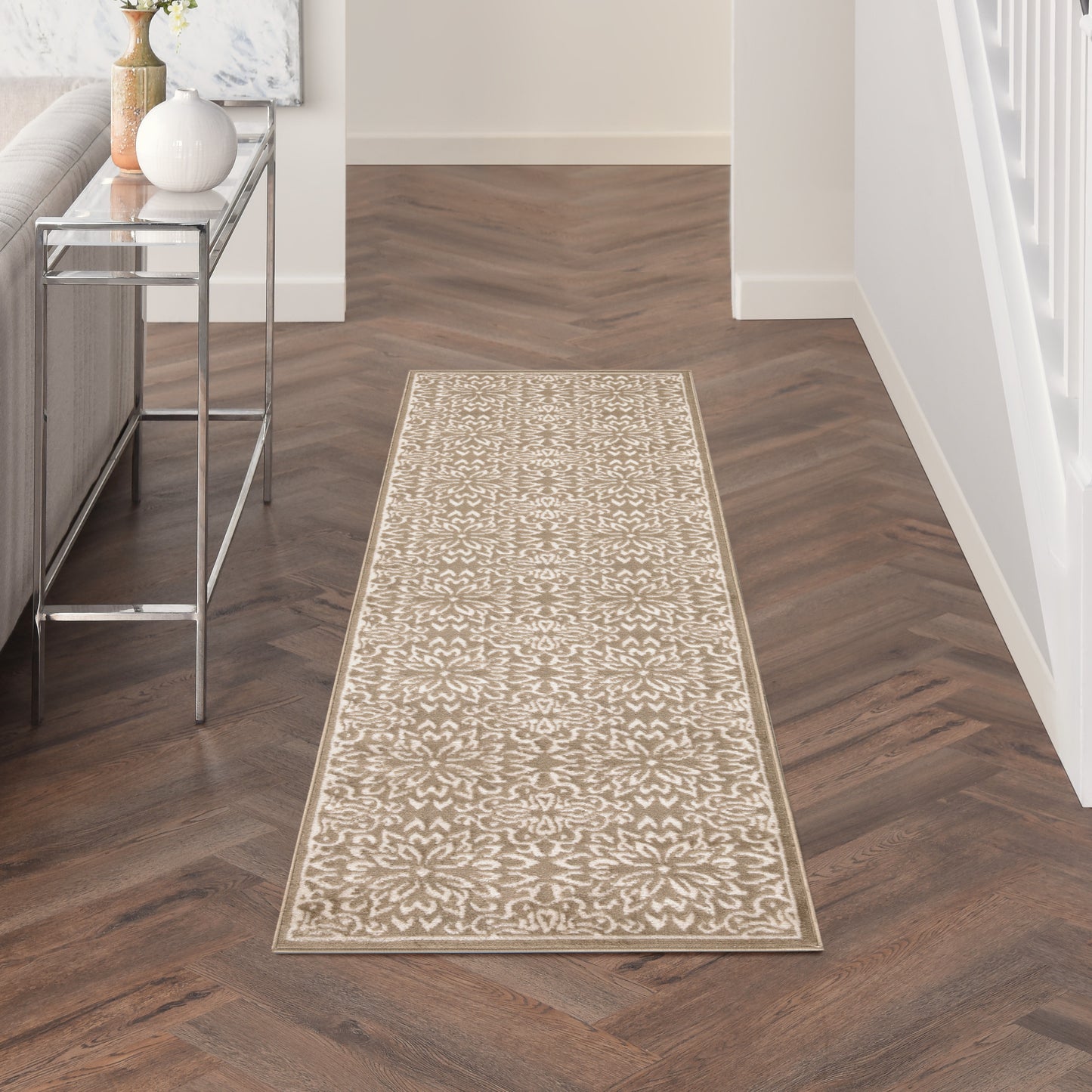 Nourison Jubilant 2'3" x 7'3" Taupe Farmhouse Indoor Rug