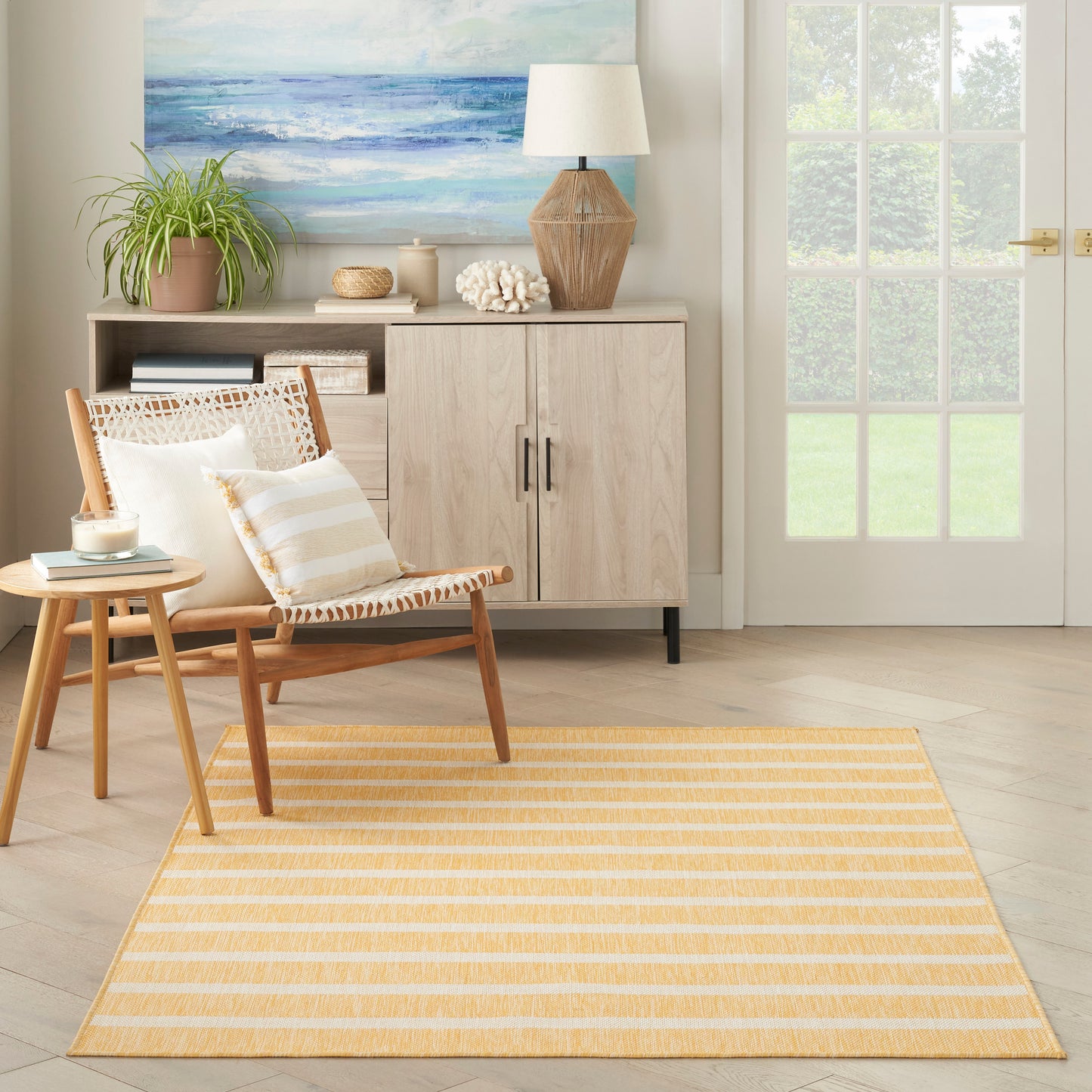 Nourison Positano 5' x 7' Yellow Ivory Modern Rug