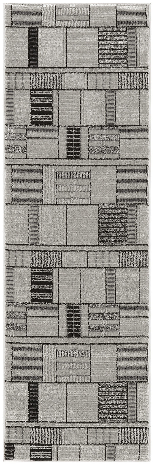 Nourison Nordic 2' x 6' Black Grey Modern Indoor Rug