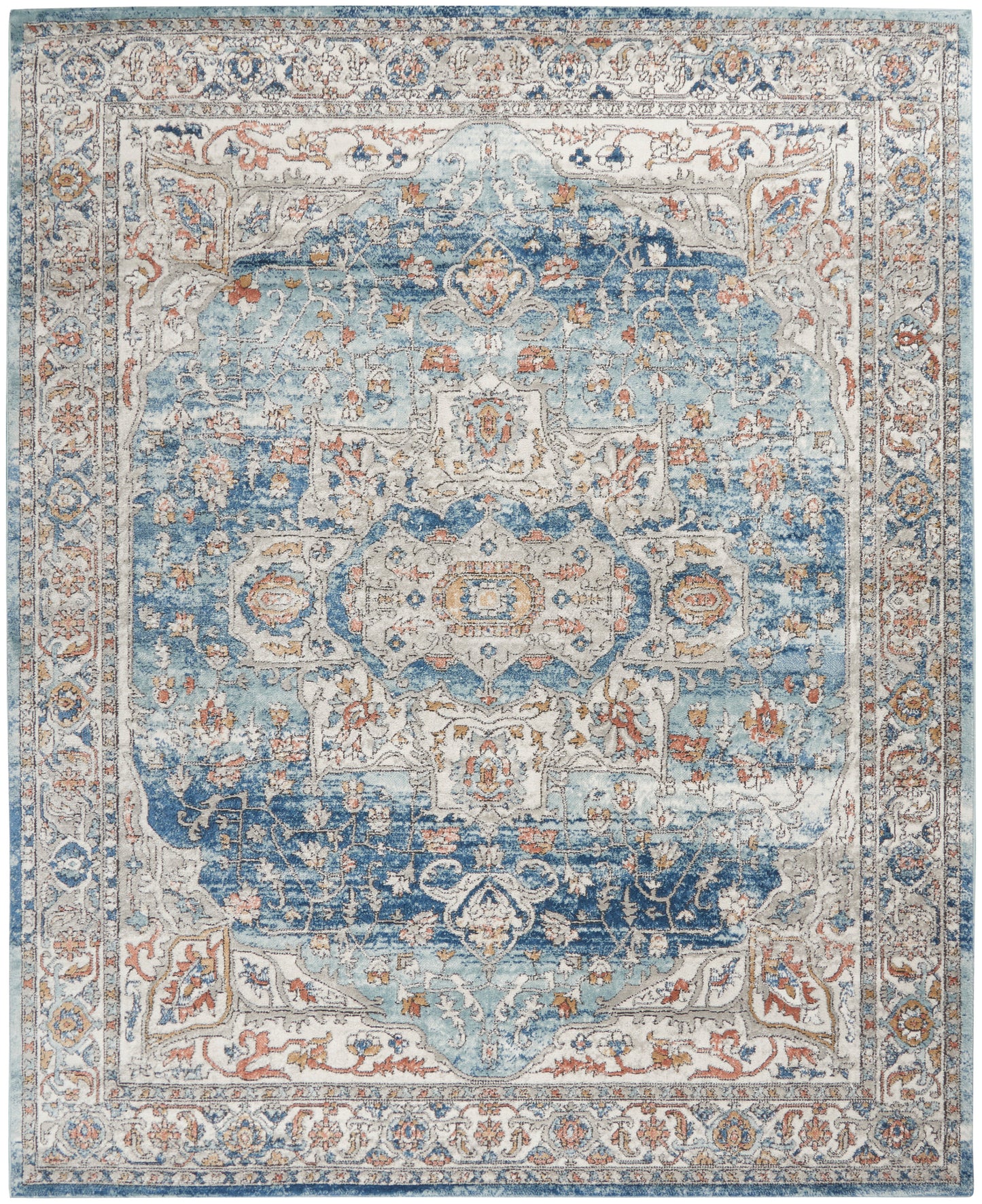 Nourison Quarry 7'10" x 9'10" Ivory Blue Vintage Indoor Rug