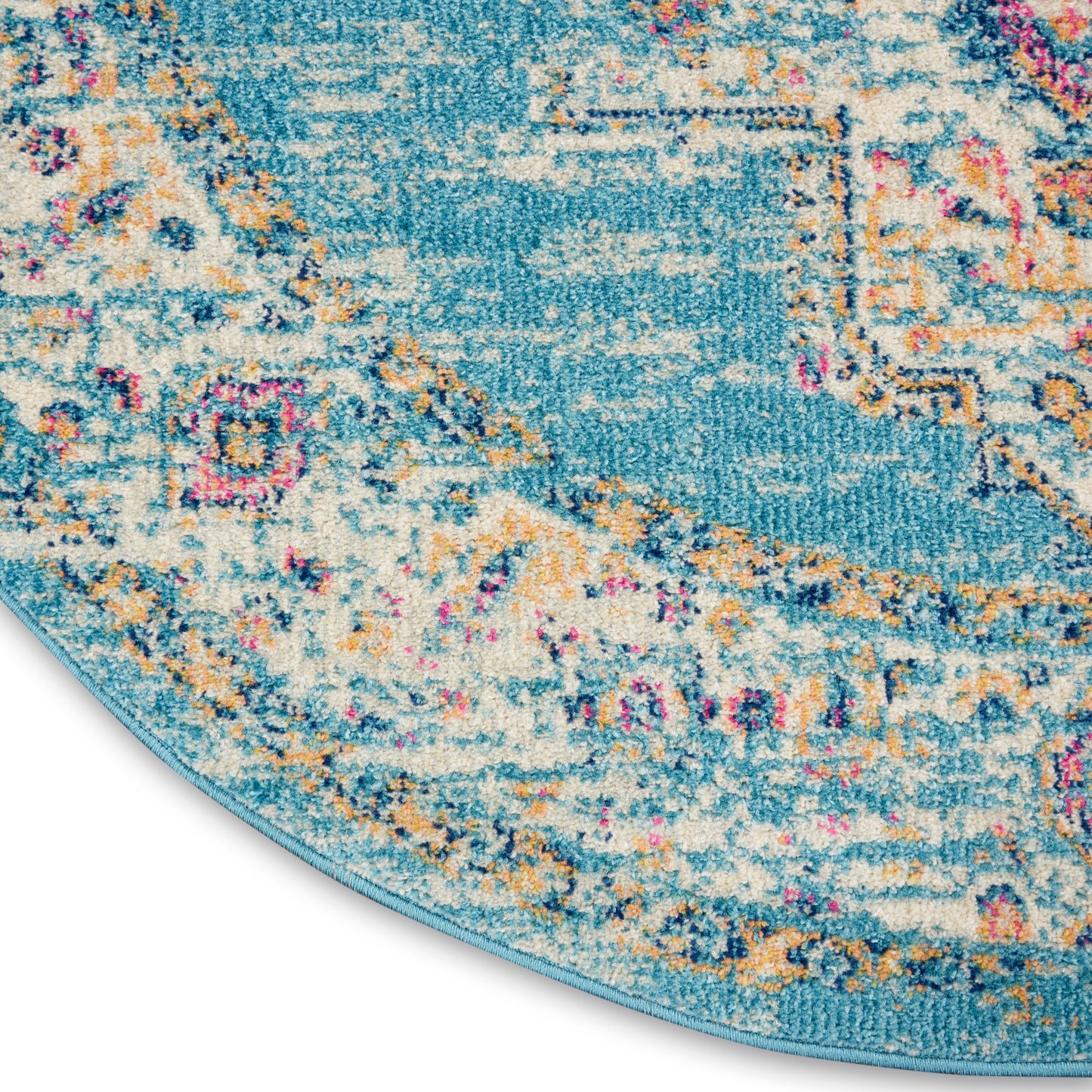 Nourison Passion 4' x Round Light Blue Bohemian Indoor Rug