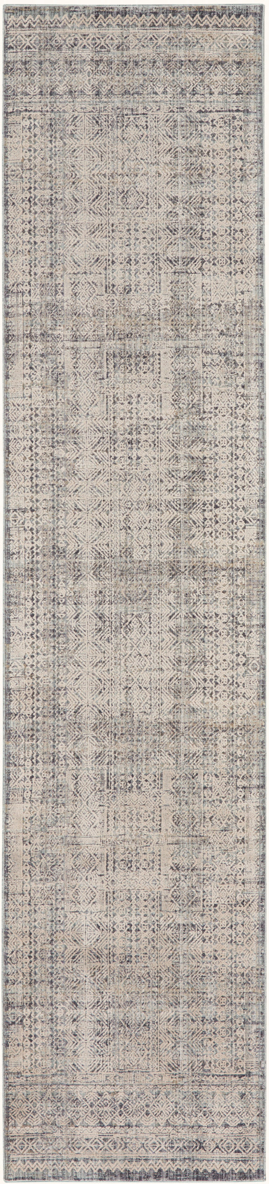 Nourison Lynx 2'3" x 8' Ivory Blue Vintage Indoor Rug