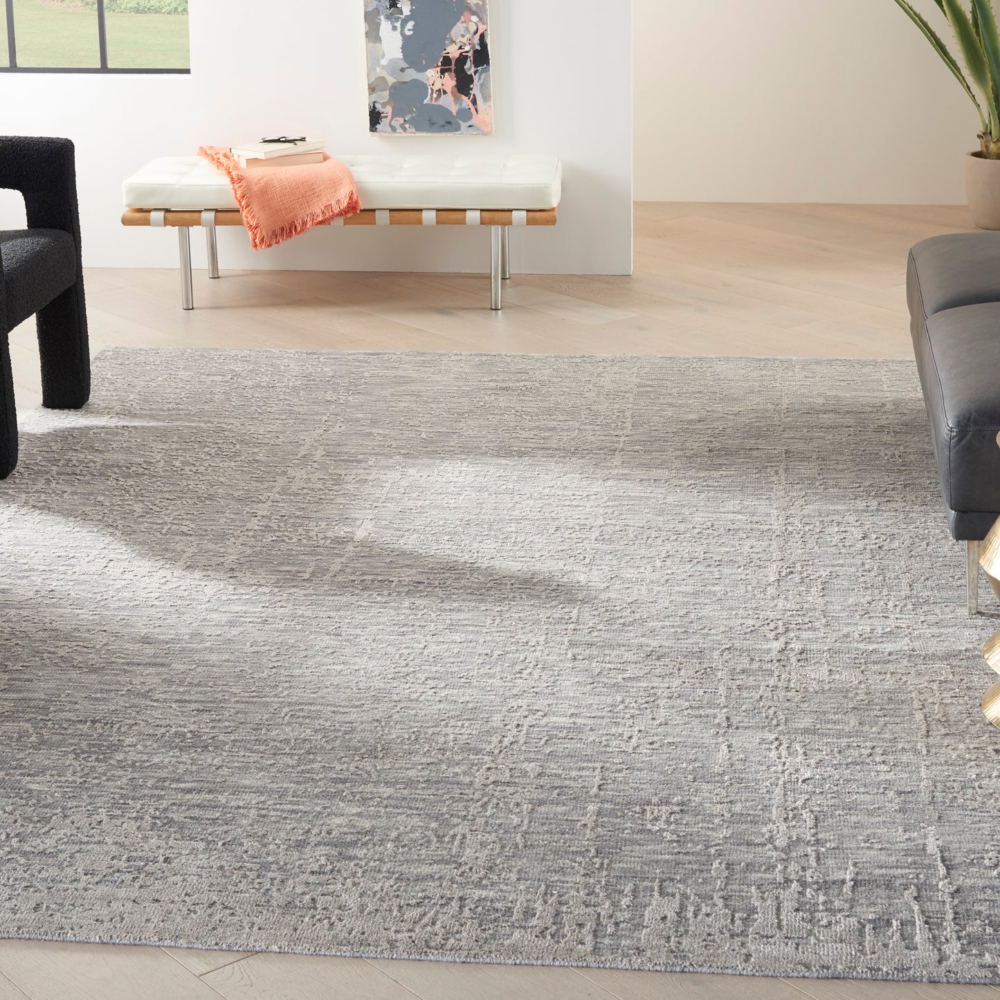 Nourison Luna 7'9" x 9'9" Grey Silver Modern Indoor Rug