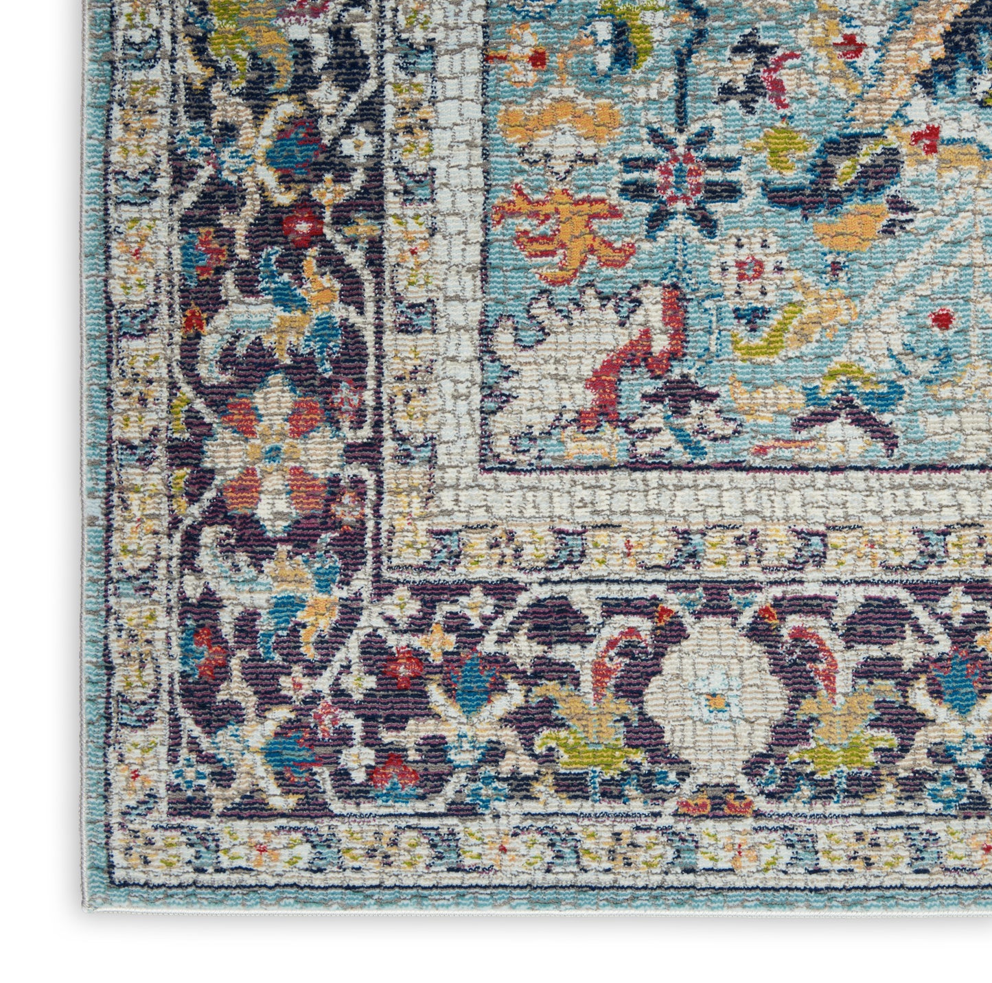 Nourison Ankara Global 5'3" x 7'6" Teal Multicolor Bohemian Indoor Rug